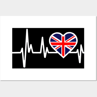 Britain Heartbeat Flag Posters and Art